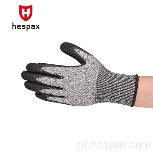 Hespax anti-Impacto nitrilo luvas arenosa anti-corte abrasão